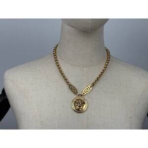 Versace Gold-Tone & Crystal Medusa Pendant Necklace